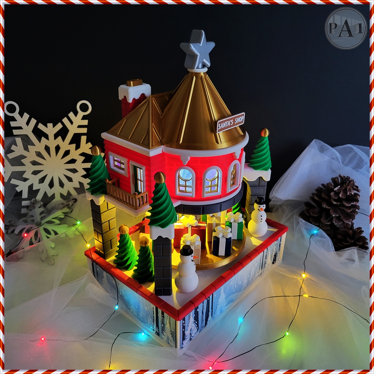 Santa's Shop Diorama with motor and lights